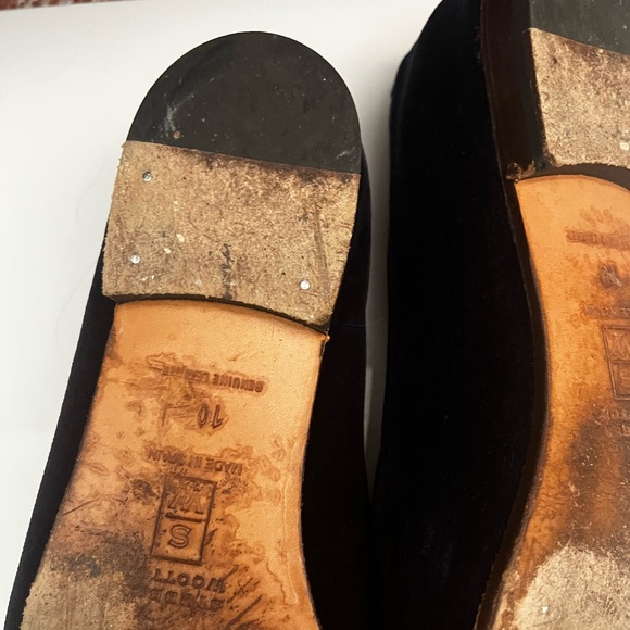 Stubbs & Wootton Navy Velvet Loafers with Sun and Moon Design - Picture 4 of 4